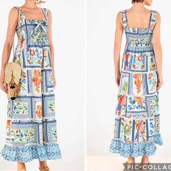 NWT Farm Rio Tropical Tiles Maxi Dress Medium - Picture 1 of 3